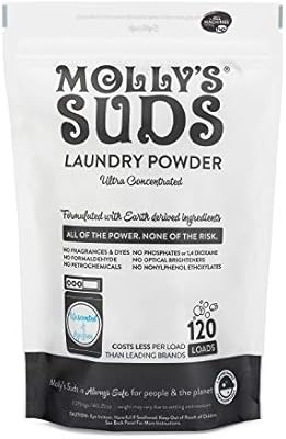 Molly's Suds Unscented Laundry Detergent Powder, 120 Loads, Natural Laundry Soap for Sensitive Sk... | Amazon (US)