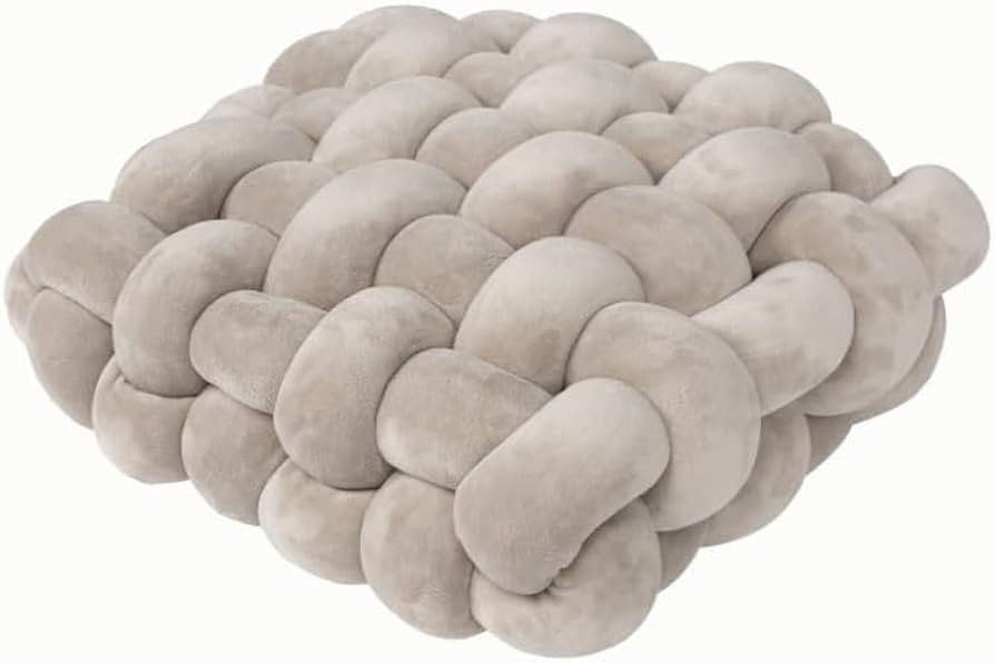 Soft Plush Knot Throw Pillow Couch Hand-Knitted Square Floor Cushion Sitting Cozy Velvet Knotted ... | Amazon (US)