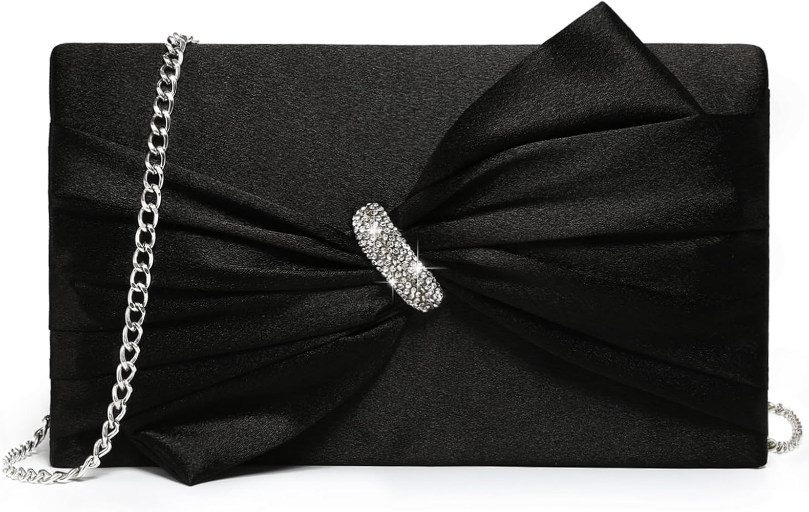 Dasein Women Elegant Satin Bow Flap Evening Bag Rhinestone Clutch Purse Handbag Formal/Wedding/Pr... | Amazon (US)