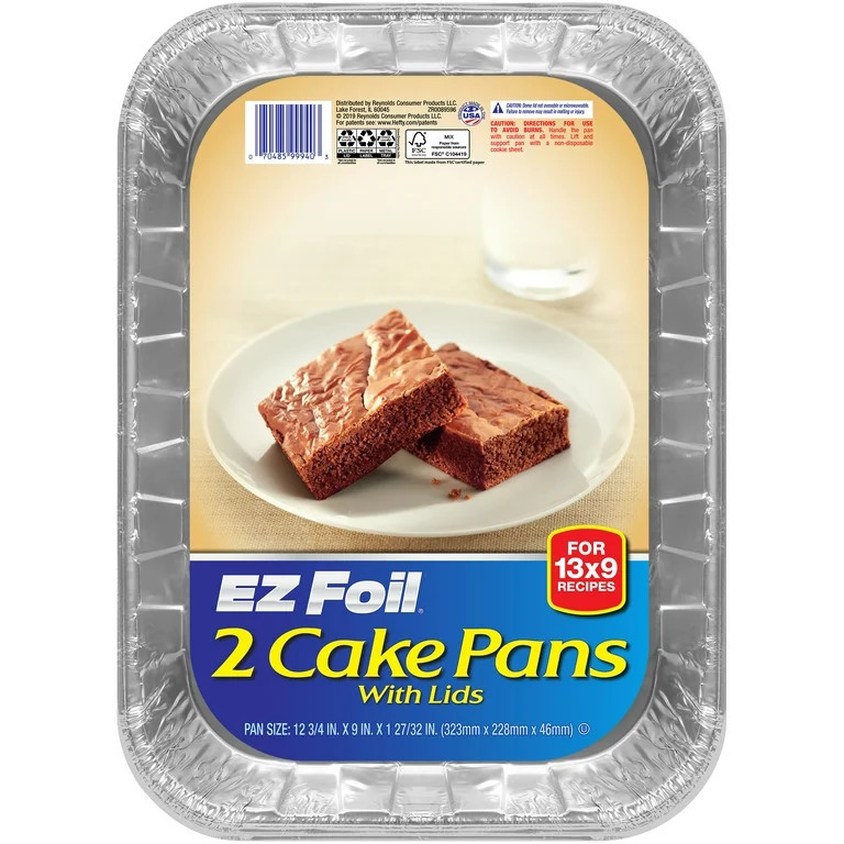 EZ Foil Cake Pans with Lids, Aluminum, 13 x 9 inch, 2 Count | Walmart (US)