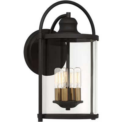 John Timberland Farmhouse Outdoor Wall Light Fixture Black Brass 17" Clear Glass for Exterior Hou... | Target