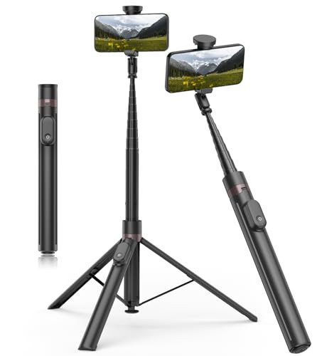 TONEOF 70" Automatic Phone Tripod with Magnetic Rechargable Remote,Selfie Stick 360° Vertical & Horizontal Rotatable,Stable for iPhone/Android(Black) | Amazon (US)