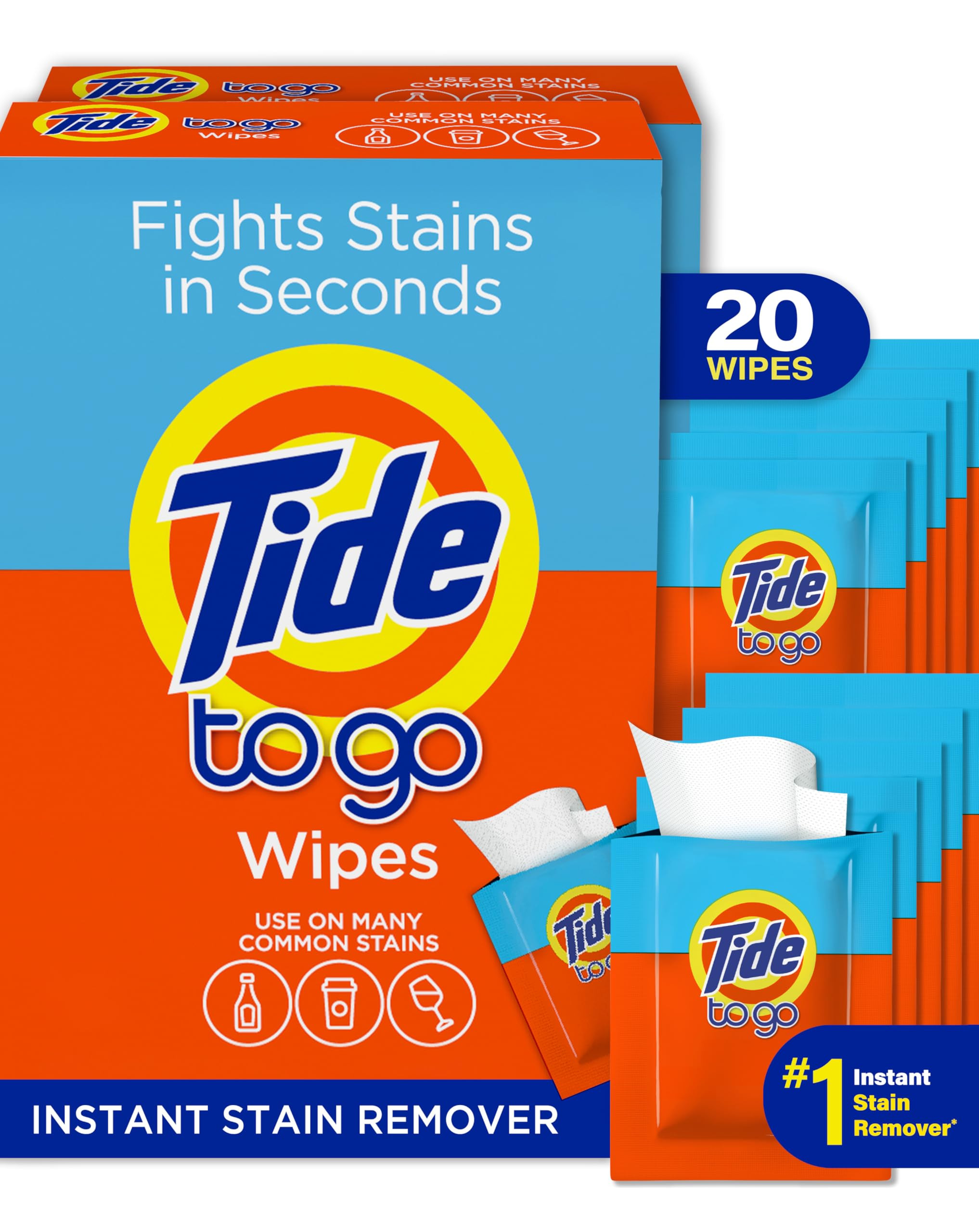 Tide Stain Remover for Clothes, Tide To Go Wipes, Instant Stain Remover for Clothes, Travel & Poc... | Amazon (US)