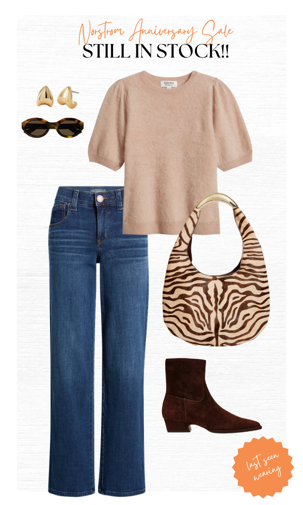 Cute and STILL IN STOCK from Nordstrom! Love this short sleeve sweater top with this zebra bag!  

 #LTKSeasonal #LTKOver40 #LTKSaleAlert