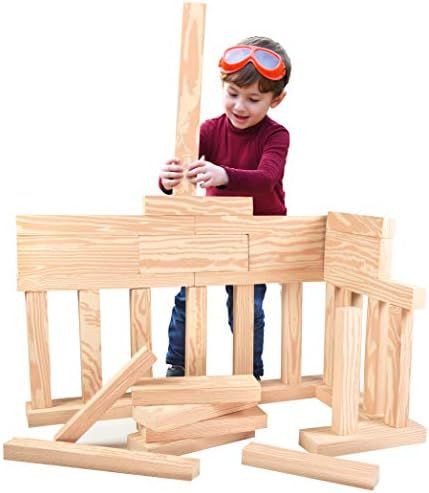 Playlearn Foam Wooden Beam Building Blocks - 48 Pieces - Block Set for Kids - Safe Non Toxic Eva Foa | Amazon (US)