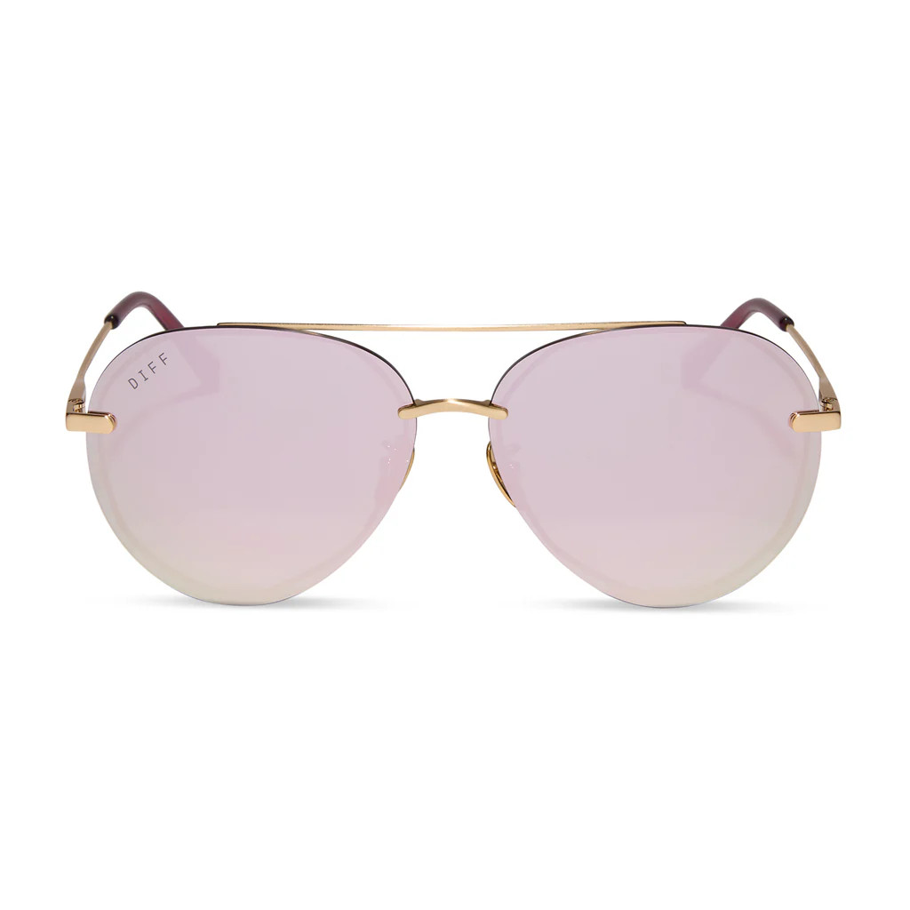 LENOX - BRUSHED GOLD + CHERRY BLOSSOM MIRROR SUNGLASSES | DIFF Eyewear