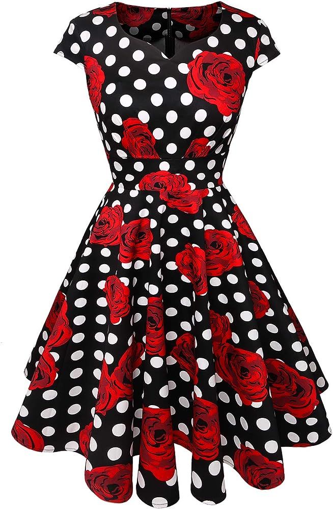 50s Homecoming Dress, 1950 Cocktail Vintage Dress Sweetheart Neck Prom Bridesmaid Dress | Amazon (US)