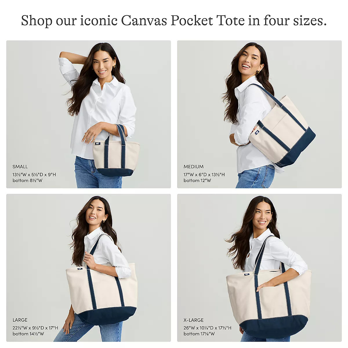 Small 3 Pocket Open Top Canvas Tote Bag | Lands' End (US)