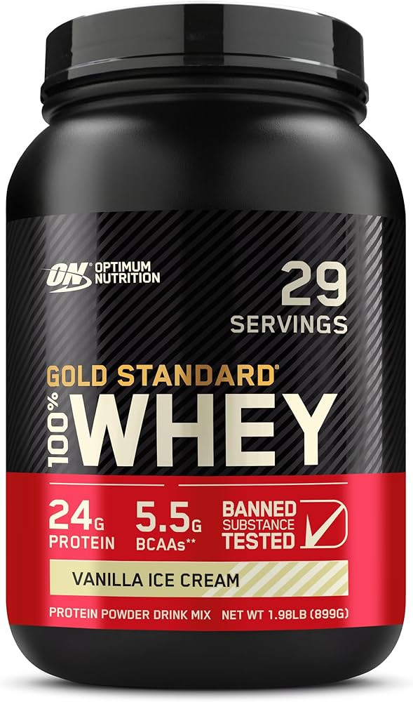 Optimum Nutrition Gold Standard 100% Whey Protein Powder, Vanilla Ice Cream, 2 Pound (Packaging M... | Amazon (US)