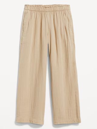 High-Waisted Crinkle Gauze Pull-On Ankle Pants | Old Navy (US)