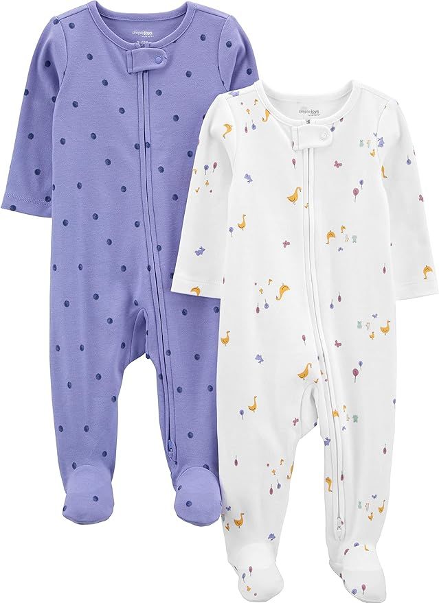 Simple Joys by Carter's Baby Girls' Fleece Footed Sleep and Play, Pack of 2 | Amazon (US)