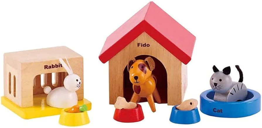 Family Pets Wooden Dollhouse Animal Set by Hape | Complete Your Wooden Dolls House with Happy Dog... | Amazon (US)