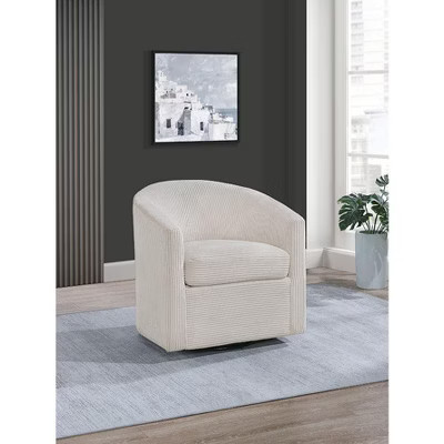 TUYOHW White Upholstered Swivel Chair,Soft Accent Chair with Corduroy Upholstery,U-Shaped Backrest,Lounge Chair for Living Room,Bedroom,Small Spaces | Target