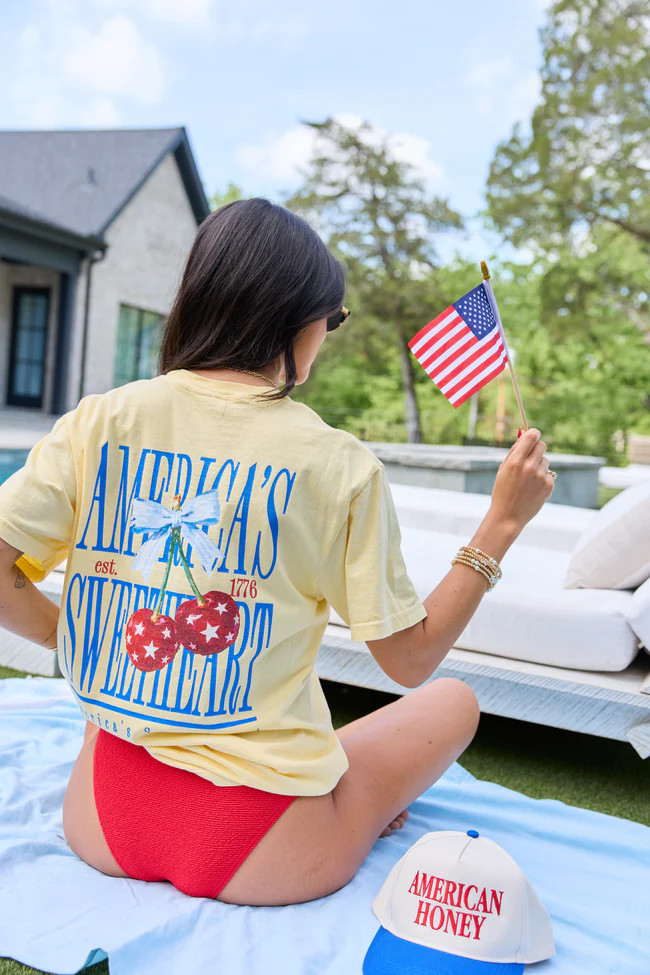 America's Sweetheart Cherry Yellow Graphic Tee | Pink Lily