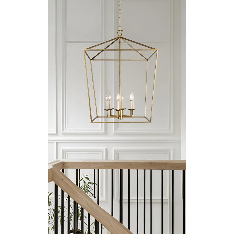 Laurel Foundry Modern Farmhouse® Traverso W24" X H34" 6 Light Steel Cage Large Lantern Iron Art ... | Wayfair North America