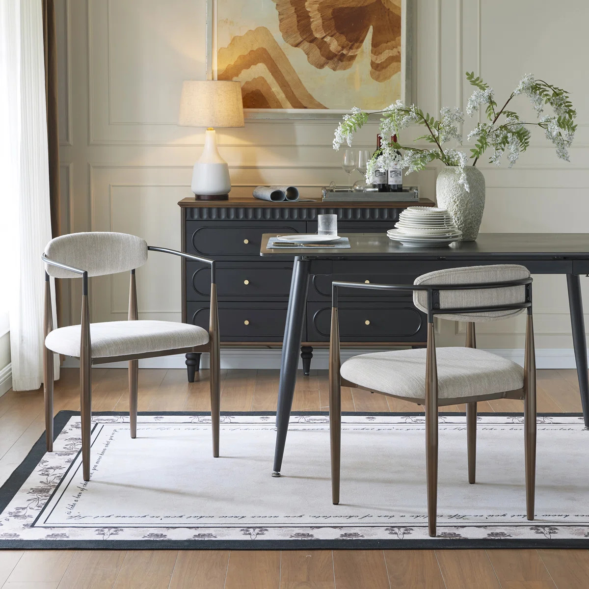 Nayalis Low Back Upholstered Dining Chairs (Set of 2) | Wayfair North America