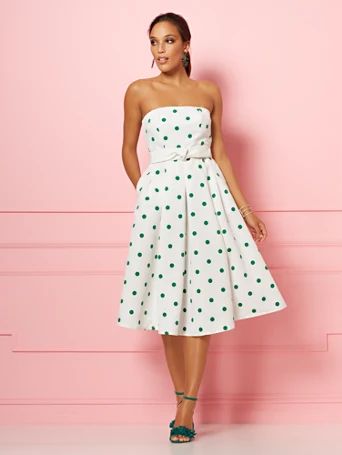 White Dot-Print Del Mar Dress - Eva Mendes Party Collection | New York & Company