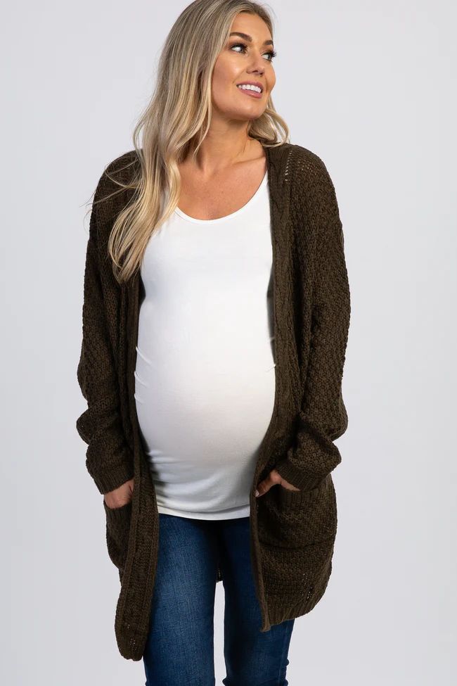 Olive Cable Knit Maternity Cardigan | PinkBlush Maternity
