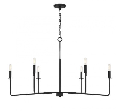Salerno Chandelier, 6-Light, Matte Black, 42"W (1-2221-6-89 AHVZG) | Lighting Reimagined
