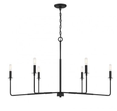 Salerno Chandelier, 6-Light, Matte Black, 42""W (1-2221-6-89 AHVZG) | Lighting Reimagined