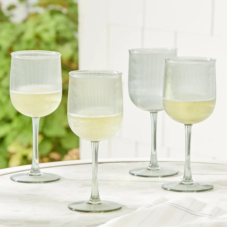 Better Homes & Gardens 4-Piece Green Ribbed Tritan Wine Glass Set - Walmart.com | Walmart (US)