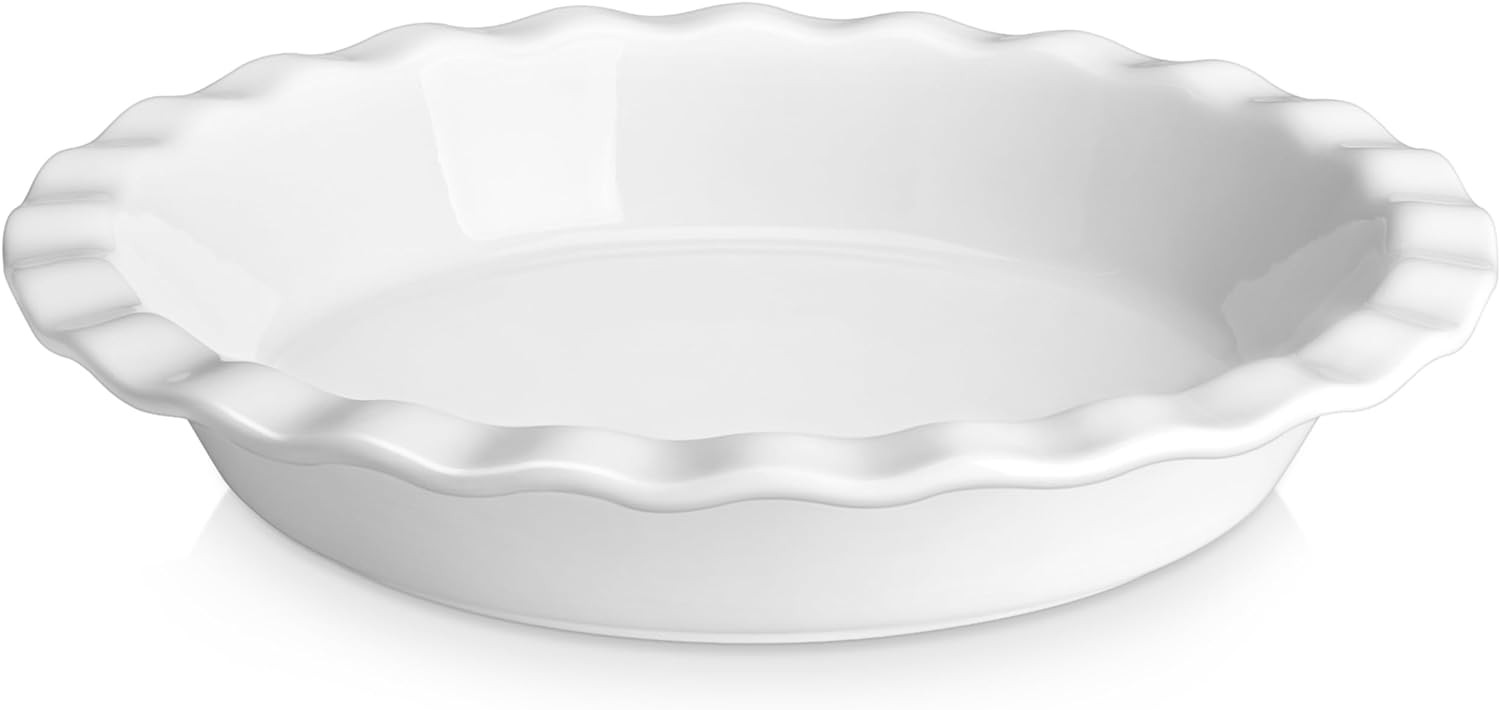 MALACASA 40 Oz Ceramic Pie Pan 9 Inch, Fluted Pie Dish for Quiche | Amazon (US)
