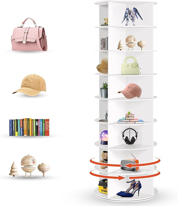 8 Tier Rotating Shoe Rack Tower, Spinning Shoe Organizer Rotating Shelf, Space-Saving 360° Revol... | Amazon (US)