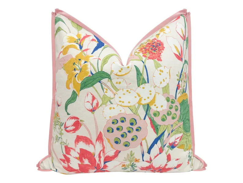 Waterlily // Blush With Butterfly Flange | Floral Print | Floral Throw Pillow | - Etsy | Etsy (US)