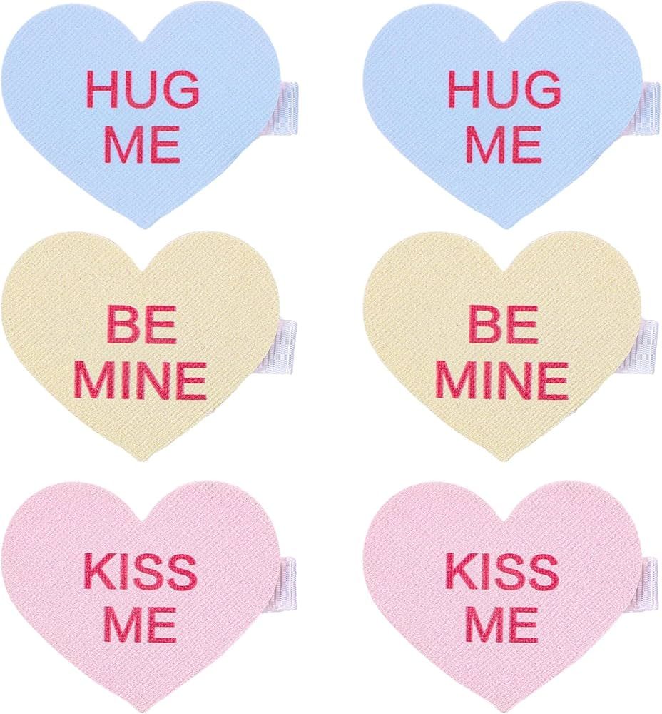 Whaline 6Pcs Valentine's Day Heart Hair Clips Sweet Conversation Heart Hair Barrettes Pink Blue Y... | Amazon (US)