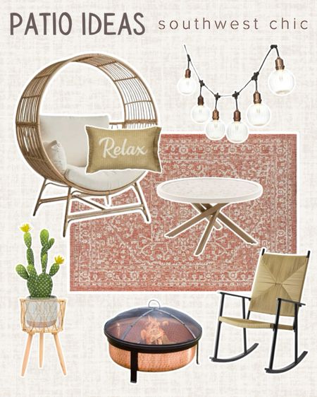 Patio decor. Patio decorations. Pat patio ideas. Egg chair. Outdoor area rug. Desert Boho patio decor south west patio decor.

#LTKSeasonal #LTKSaleAlert #LTKHome