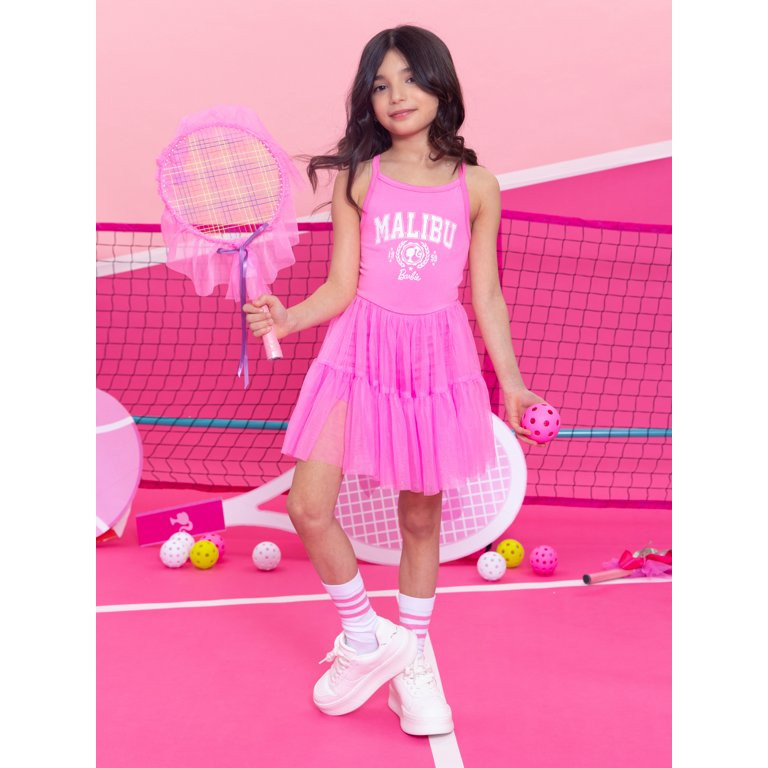 Barbie Girl's Sleeveless Graphic Tulle Skirt Romper, Sizes 4-12 | Walmart (US)