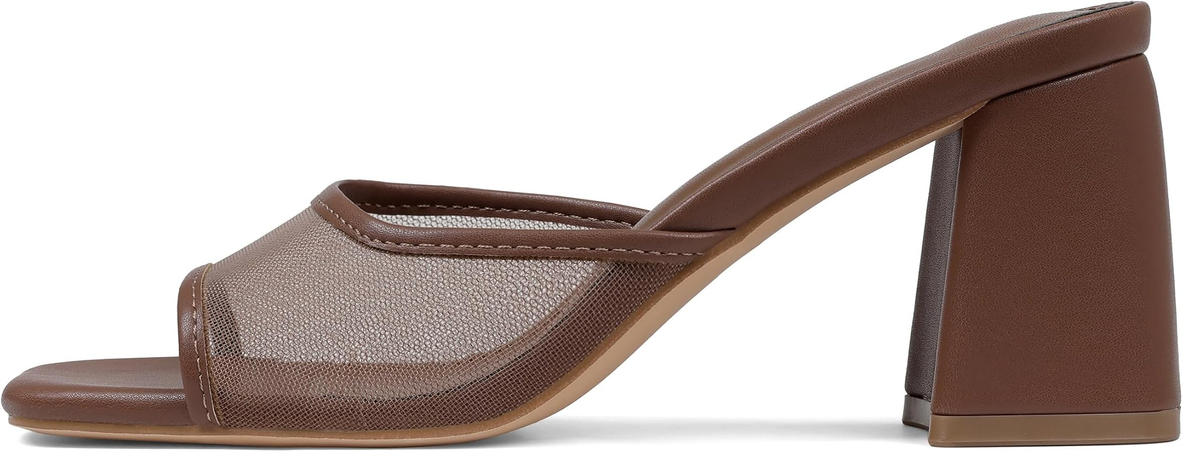 Mattiventon Heeled Sandals for Women Slide Sandals Square Open Toe Mules Chunky Heels Slip On Sum... | Amazon (US)