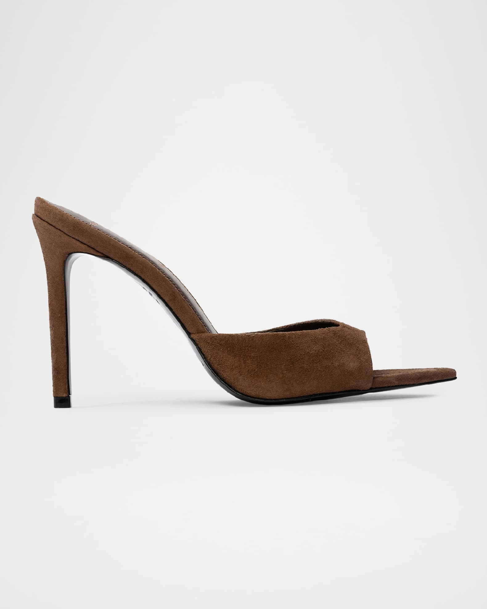 Black Suede Studio Brea Patent Mule Sandals | Neiman Marcus