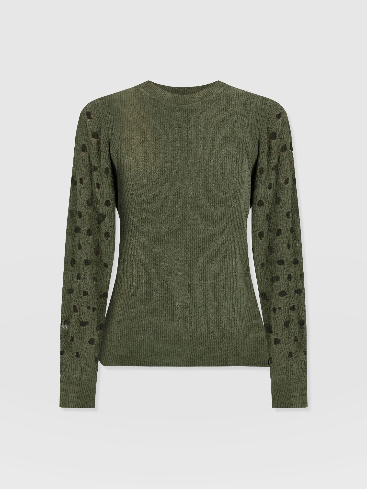 Suki Lace Hole Knit - Green | Saint + Sofia