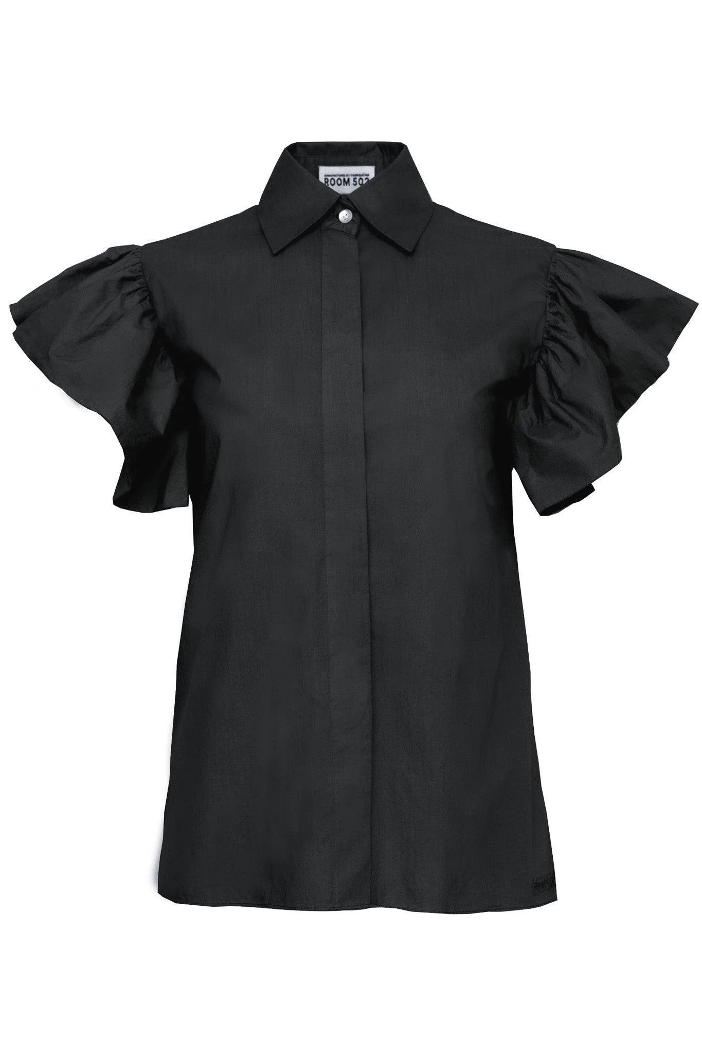 COUTURE RUFFLE BLOUSE - TINA - BLACK | Room 502