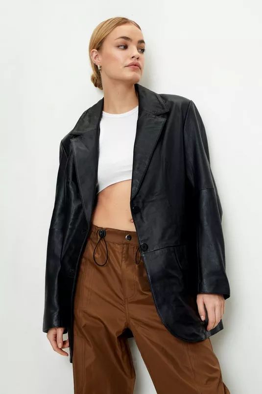 Real Leather Tailored Blazer | Nasty Gal (US)