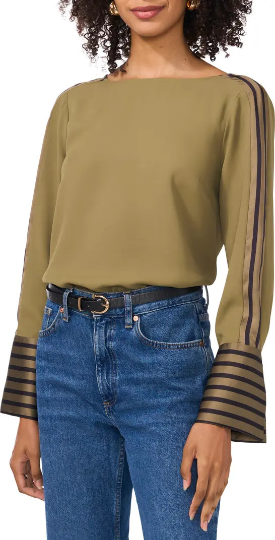 Stripe Accent Boat Neck Top | Nordstrom