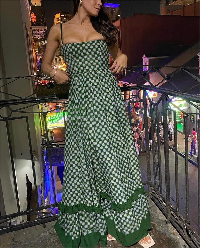 Striped Spaghetti Strap Maxi Sundresses Boho Sleeveless Backless Flowy Long Dress Women Summer Be... | Amazon (US)