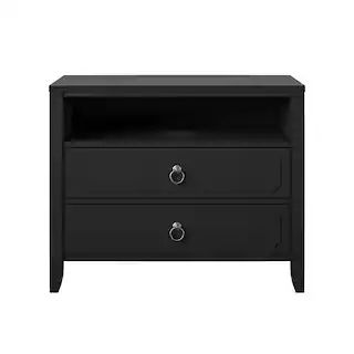 Her Majesty 2-Drawer Black Nightstand | The Home Depot
