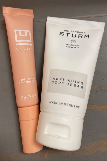 My current desk skincare must haves. I found both of these on a recent trip to @cosbar and damn I’m obsessed with the glow they give. 

UBeauty Lip Plasma is ✨💧
Dr Sturm Body Cream is magic on the hands in this  cold weather. 