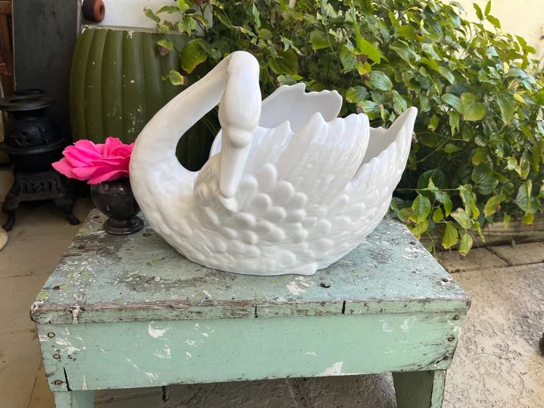 Vintage Swan Planter Sweet Swan Cachepot Large Ceramic Swan - Etsy | Etsy (US)
