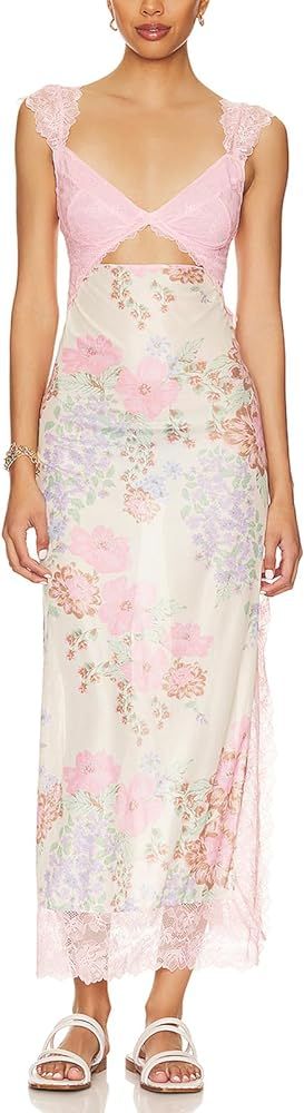 HOXIJIA Women Sleeveless Maxi Dress Backless Bodycon Floral Printed Spaghetti Strap Long Dress Sh... | Amazon (US)
