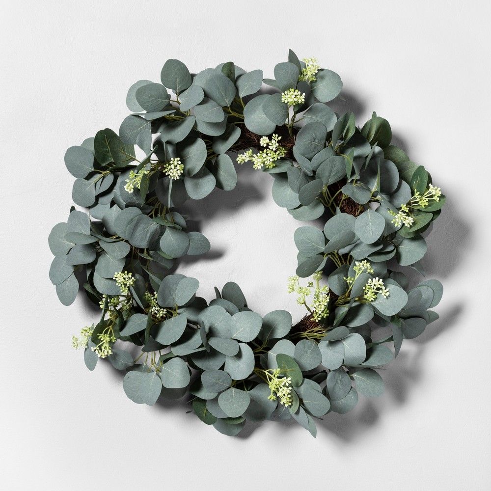 Eucalyptus with Seeds Faux Wreath - Hearth & Hand with Magnolia, Green | Target