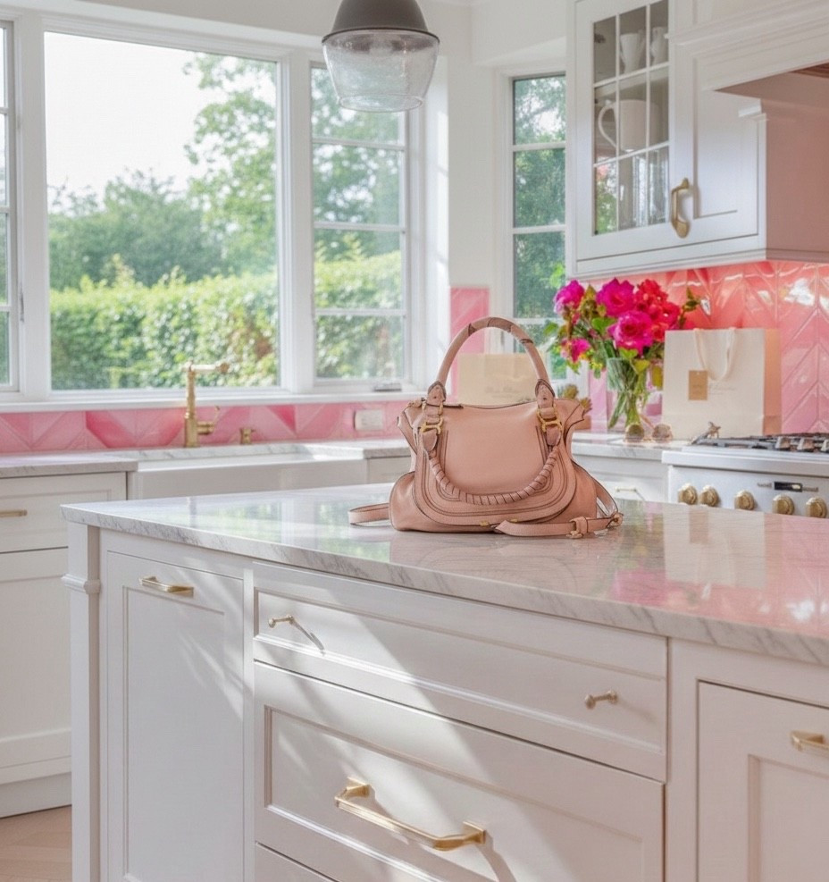 Who says the kitchen island is just for meal prep? We’re making a case for the "lifestyle vignette"—bringing high-fashion silhouettes into the most functional spaces of the home. The juxtaposition of cool marble, brass hardware, and the soft, organic curves of this salmon-hued leather creates a visual dialogue we can’t stop talking about. It’s a reminder that style should be integrated, not isolated. If your countertop can handle a bouquet of peonies, it can certainly handle the architectural beauty of a Chloé. It’s about romanticizing the everyday transitions of a busy, beautiful life.
#HomeCuration #LuxuryLifestyle #PinkAesthetic

#LTKmomlife #LTKHome #LTKdayinmylife