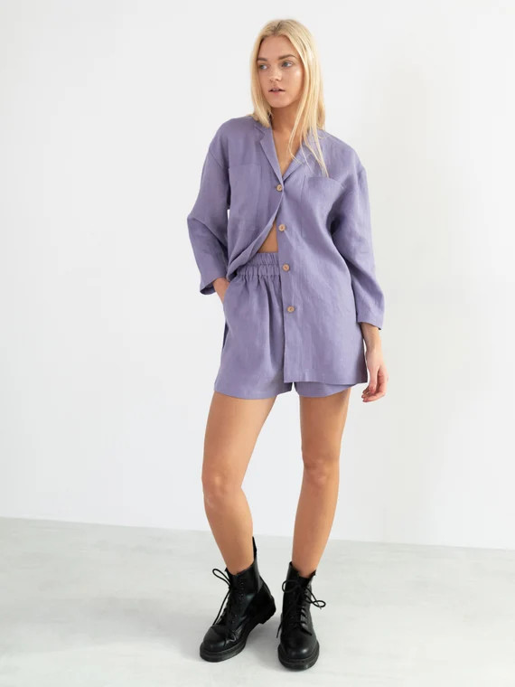 ISLA High Waisted Linen Shorts / Elastic Waist Summer / | Etsy | Etsy (US)