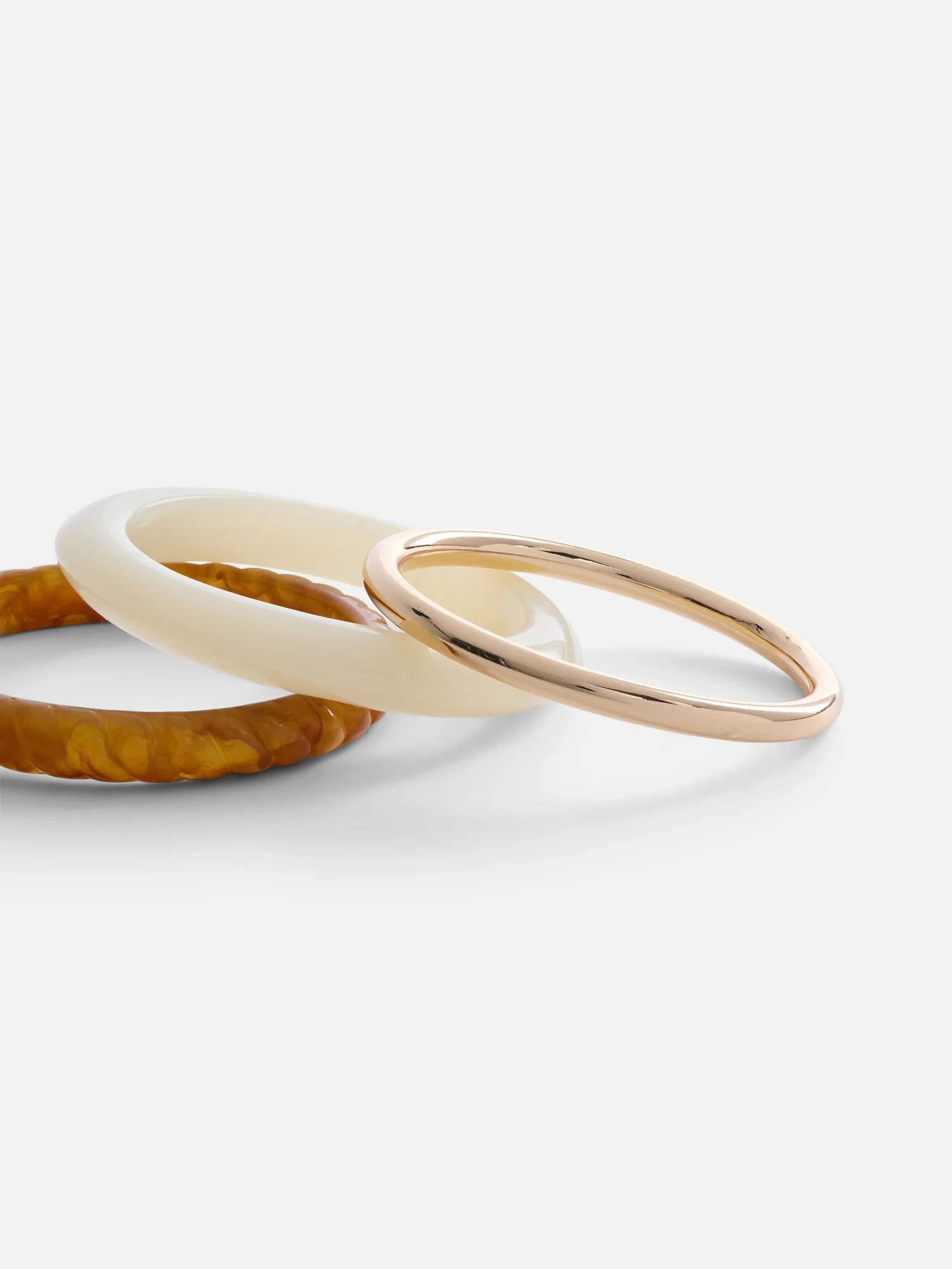 Scenario Women s Acrylic Brown Cream Milky Swirl and Metal Bangle Set 3-Piece | Walmart (US)