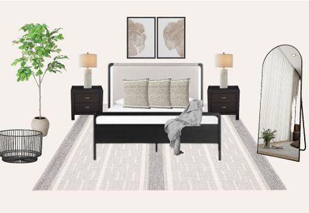 Bedroom Design / Bed / Nightstand / Rug / Lamps / Artwork / Wall Art / Pillows / Throw Blanket / Arched Floor Mirror / Faux Plant / Basket

#LTKhome #LTKtravel #LTKstyletip