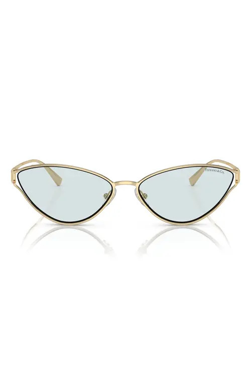 Tiffany & Co. 61mm Cat Eye Sunglasses in Pale Gold /Photo Azure at Nordstrom | Nordstrom