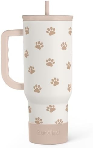 Paw Print Tumbler with Handle, Gifts for Dog Mom, Stainless Steel Insulated Tumblers Coffee Trave... | Amazon (US)