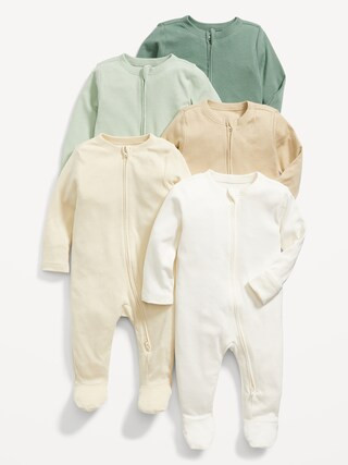 Unisex 2-Way-Zip Footie Sleep & Play One-Piece 5-Pack for Baby | Old Navy (CA)
